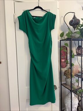 Gibson Latimer Emerald Green Cowl Neck Midi Dress